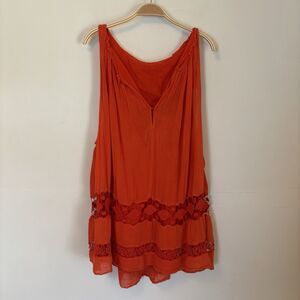 Free‎ People Layered Pintuck Dress Orange Gauzey Boho Small - Desc